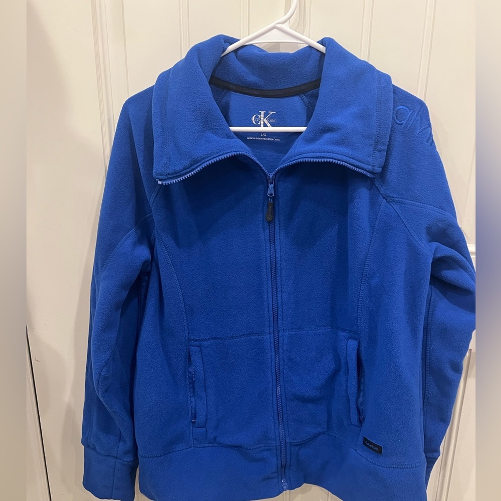 Calvin Klein Large Blue Fleece Women's Jacket - Picture 3 of 11